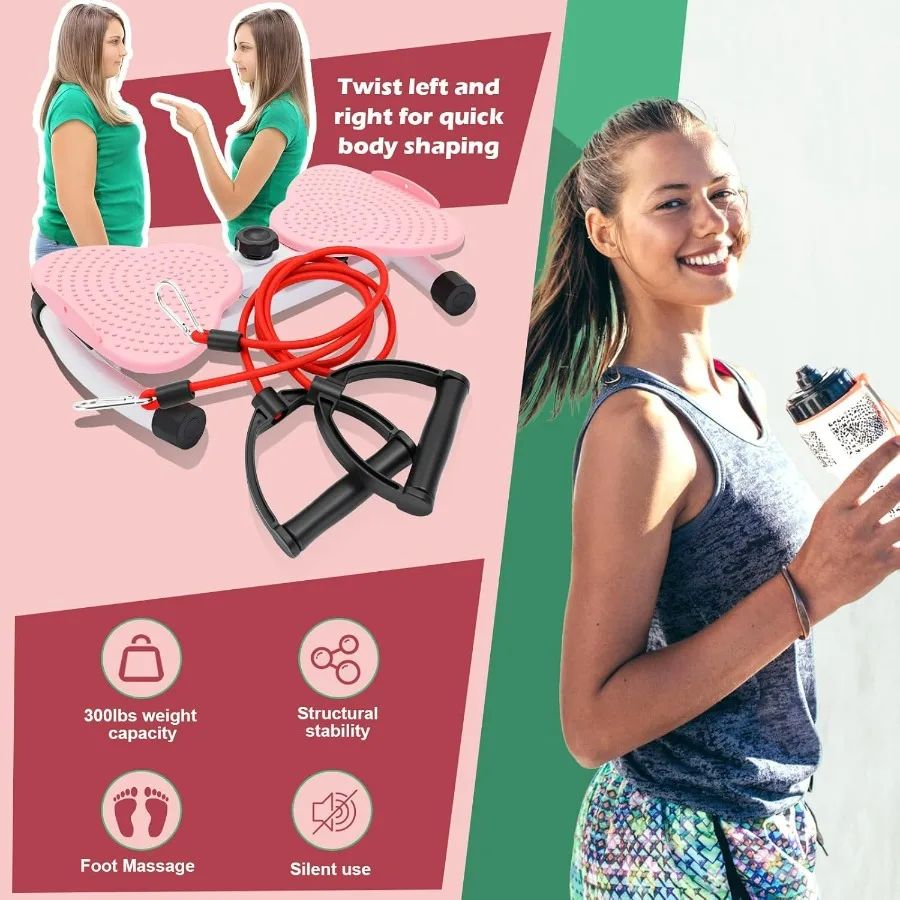 Waist Twister Machine, Adjustable Exercise Twist Board for Women Men, Noiseless Ab Twister for Home Gym Equipment, 330 lbs Capac