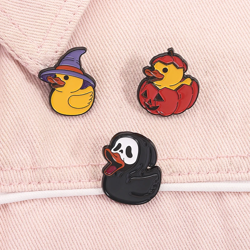 Humorvolle lustige Halloween-Enten-Emaille-Anstecknadeln, erschreckender Geist und Kürbis-Ente-Broschen, Rucksack-Abzeichen, Schmuck, Geschenke für Halloween – Detail 5