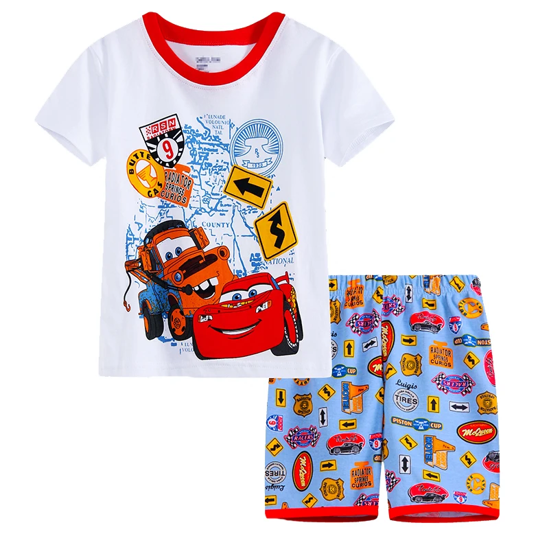 New Summer Kids Pyjamas Cars Children Sleepwear Baby Set Boys Girls Short sleeved Pijamas Cotton Nightwear Clothes Pajamas Sets