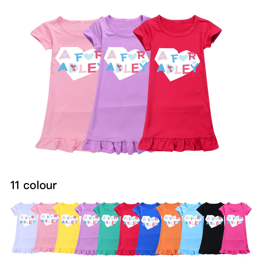 Summer Cartoon Girl Nightgown A FOR ADLEY Pajamas Dress For Kids summer-cartoon-girl-nightgown-a-for-adley-pajamas-dress-for-kids