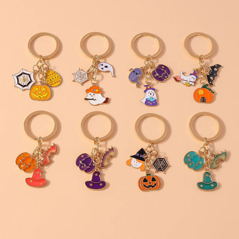 Niedlicher Schlüsselanhänger, Halloween-Geist, Kürbis, Fledermaus-Anhänger, Schlüsselanhänger, Festival-Geschenke für Damen und Herren, Autoschlüssel, Handtasche, hängende Schlüsselanhänger