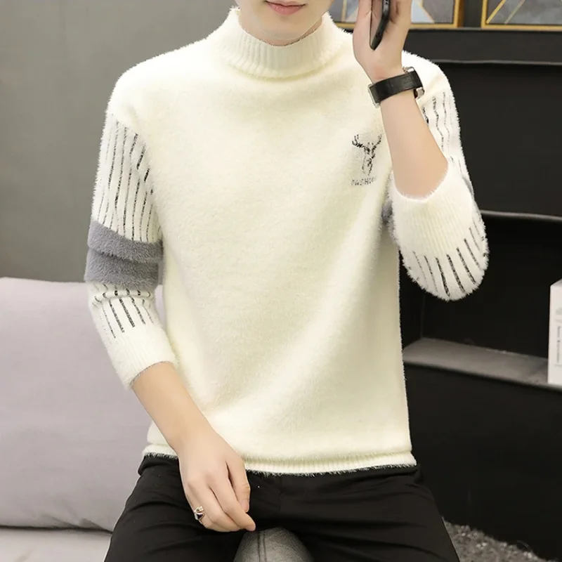 2023 Autumn and Winter New Oversize Trendy Men's Clothing Simplicity Printed Round Neck Long Sleeve Simplicity Casual Pullover