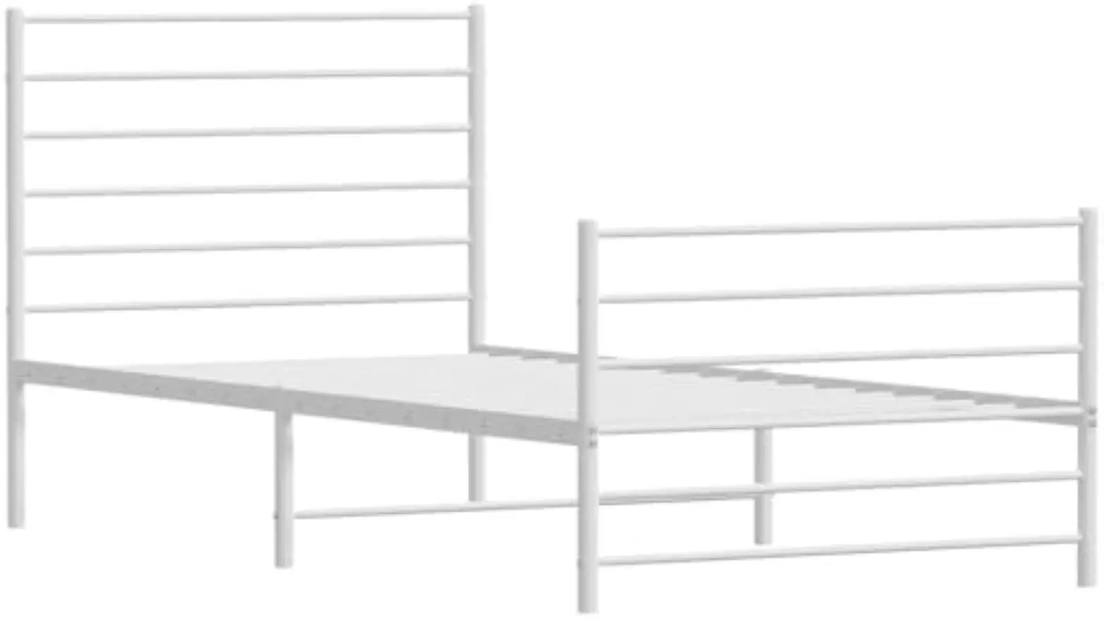 Metal Bed Frame Without Mattress with Footboard White Wooden Bed Frame Upholstered Headboard Supportive Mattress Base