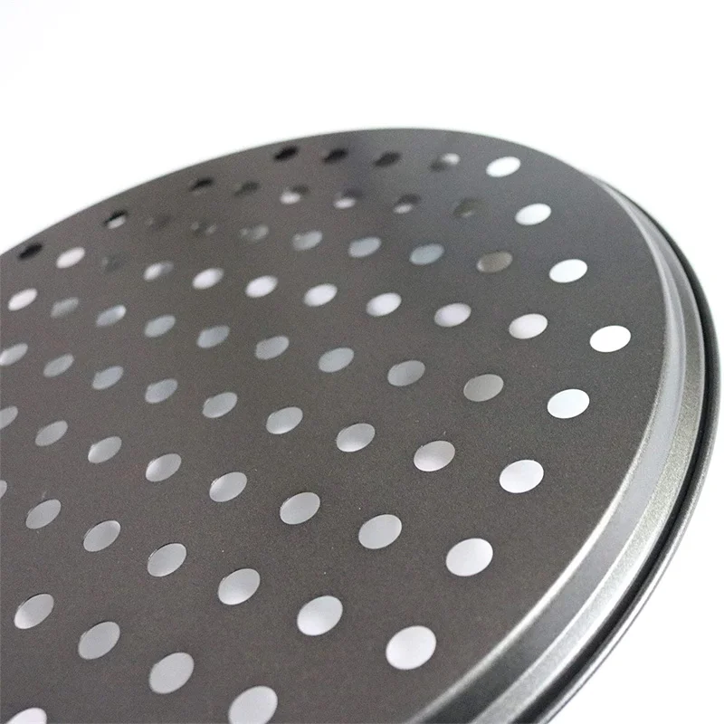 Nonstick Carbon Steel Pizza Crisper Trays Baking Pan with Holes Round Deep Dish Plate Bakewave Mould Oven Home pizza bakeware