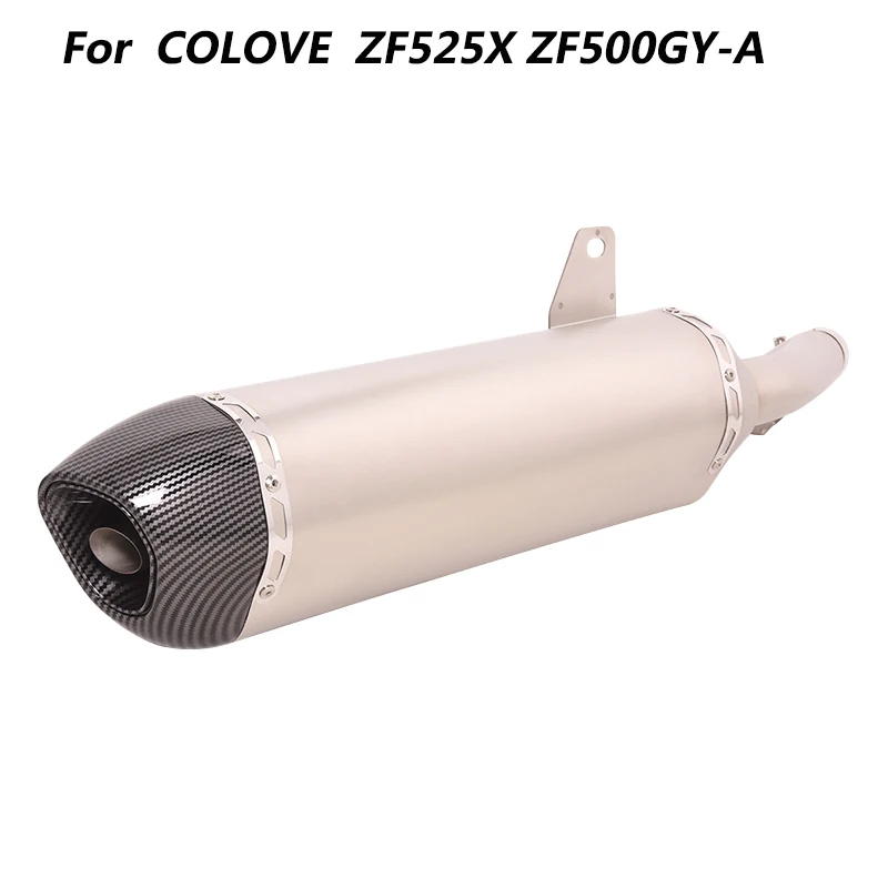 

Slip On Motorcycle Mid Connect Pipe And Muffler Stainless Steel Exhaust System For COLOVE ZF525X ZF500GY-A All Years