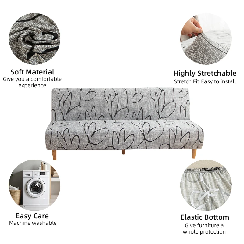 Spandex Armless Futon Sofa Cover 5