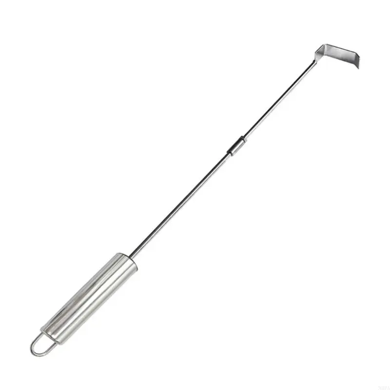 N0PA 46cm Stainless Steel Charcoal Ashs Rake BBQ Ashs Tool for Kamados Charcoal Cooking Burners Stove Cooking