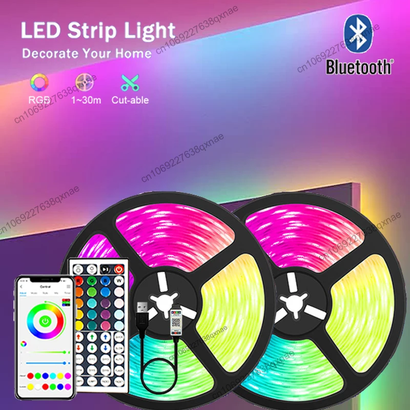 

Led Strip Lights 5050 RGB Neon Lights Bluetooth Music Sync Christmas Room Decor Led Lights Led 10m 15m 20m 30m Lamp Luces Led