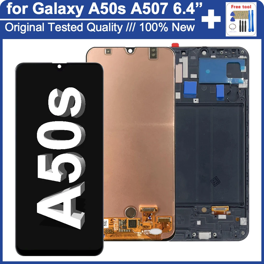 New Tested Display for Samsung Galaxy A50s A507 LCD Display Screen Touch Panel Replacement for Samsung A50s LCD Screen Assembly