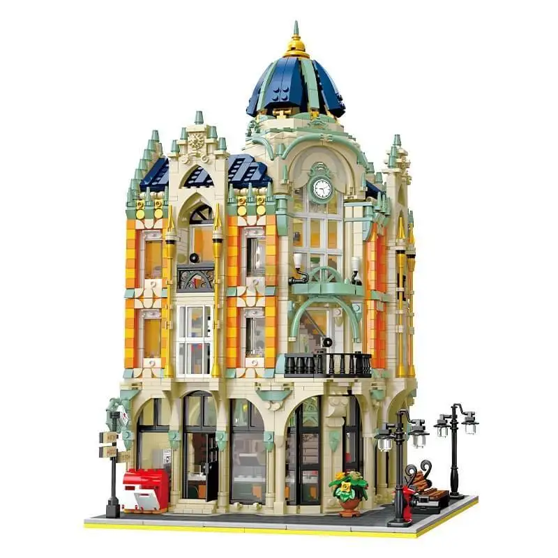 Angolo Post Office Modello Building Blocks City Street View Modular Moc Bricks Urban Scene Construction Set Giocattolo Regalo Per Bambini