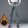 KUBRO Winter Men Warm Trousers Big Size Classic Style Business Fashion Regular Thick Casual Pants Male Brand Khaki Navy Black 2