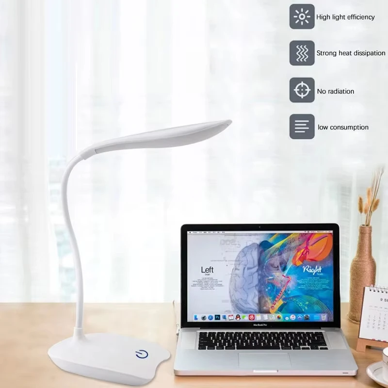 LED Read Desk Lamp Portable USB Charging Table Lights Touch Dimming Learning Eye Protection Lights Bedroom Office Small Lamp