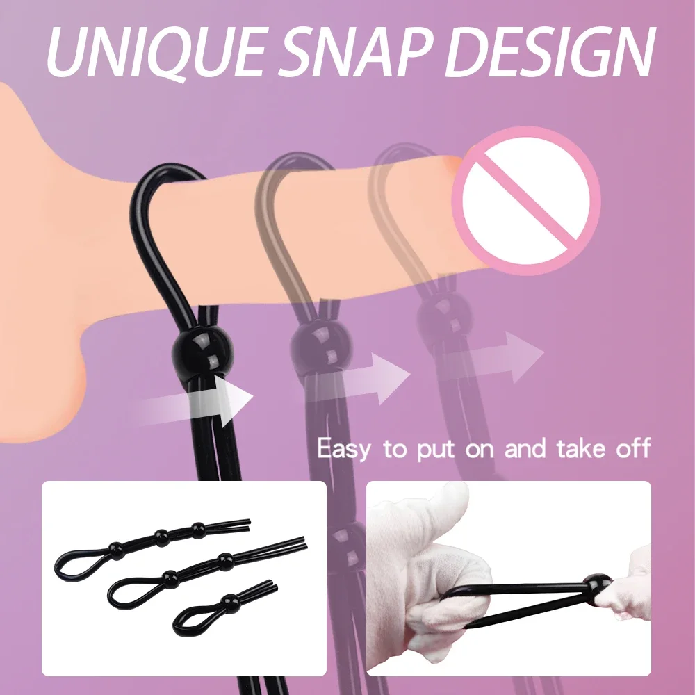 Verstellbares Penisring-Set, Liebesringe, einfacher Penisring, männliche Penisbinder, schwarz, entworfen für härtere Erektion, Sexspielzeug, Produkte für Erwachsene 1