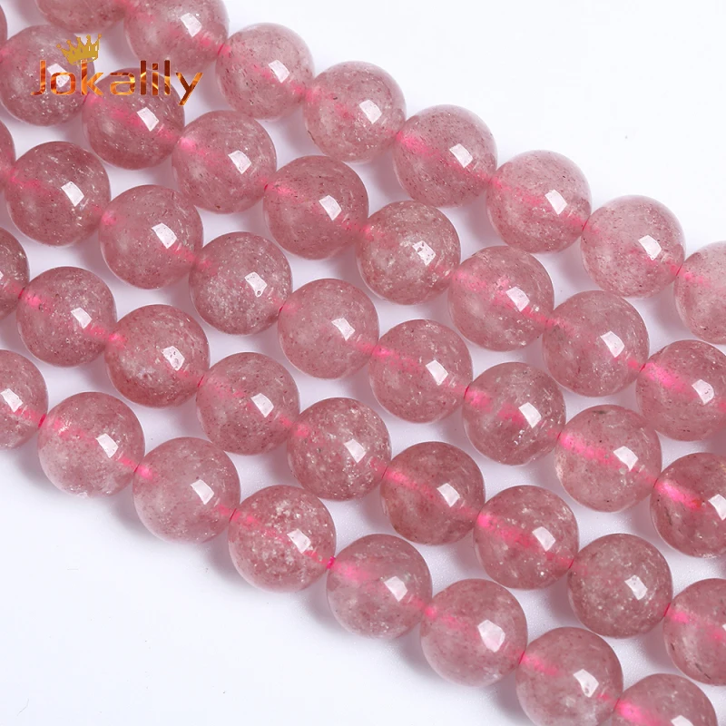 

Natural Stone Strawberry Quartz Beads Round Loose Spacer Beads For Jewelry Making DIY Bracelet Accessories 4 6 8 10 12mm 15" A+