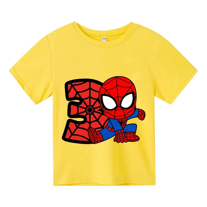 thumbnail image 1 of Nuevas camisetas de Spiderman para niños y niñas, camisetas con estampado de dibujos animados para niños de 3, 4 y 5 dígitos, camisetas de manga corta de verano para bebés, 1 of 5