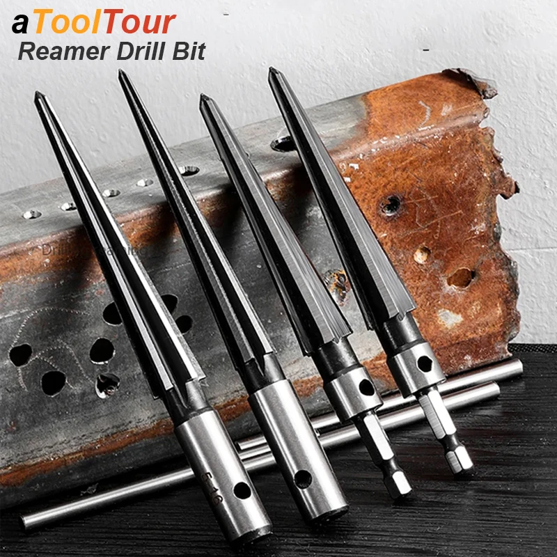 Taper Reamer Drill Bit Hex Shank Chamfer T Handle Metric Woodwork Core Cutting DIY Bridge Pin Hole Cutter Latche Luthier Tool mig nozzle cleaner co2 gas shielded cleaner nozzle reamer maintenance tool