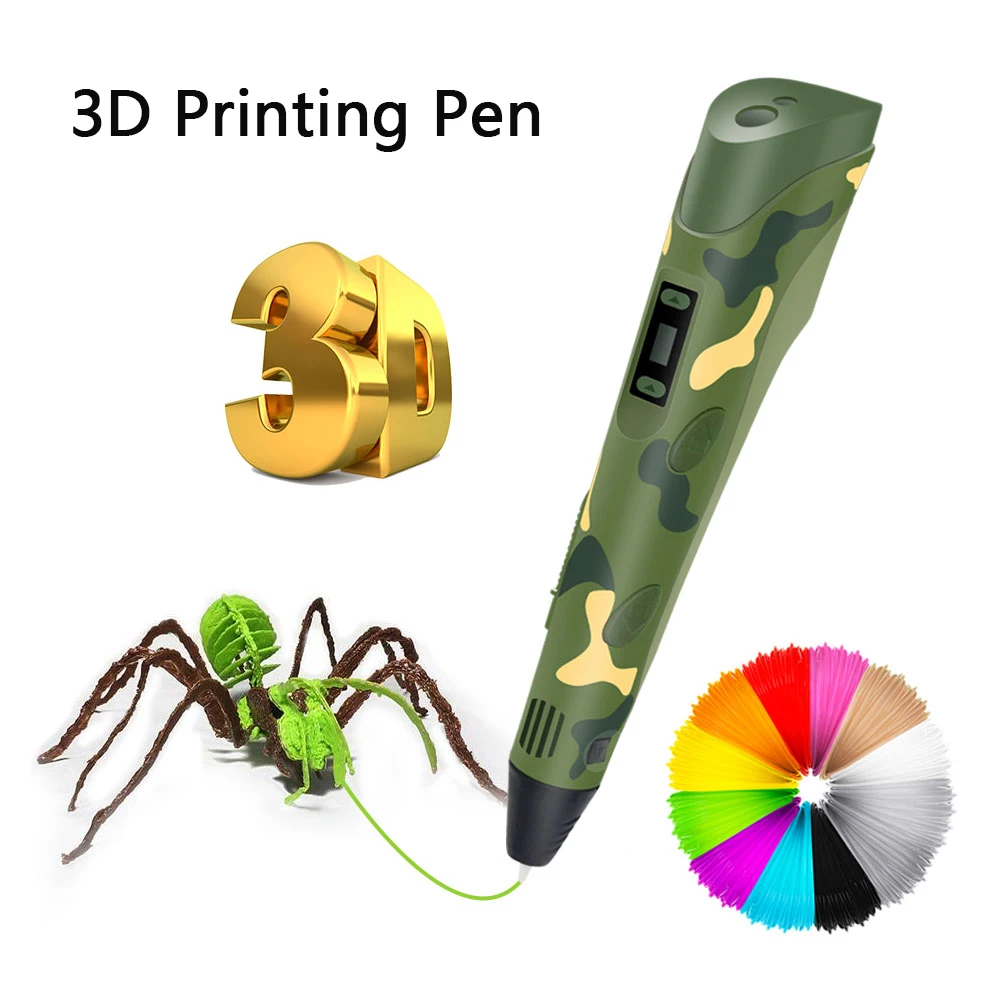 3D Pens DIY 3D Camouflage Printer Pen Drawing Pens Printing Gift Boxes for Kids With PLA Filament 1.75mm Christmas Birthday