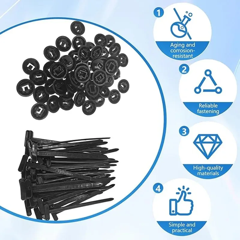 Push Mount Cable Tie Nylon Wire Harness Fastener Clip Self Locking Head For Car Auto Bumper Fender Engine Cover Retainer Buckle