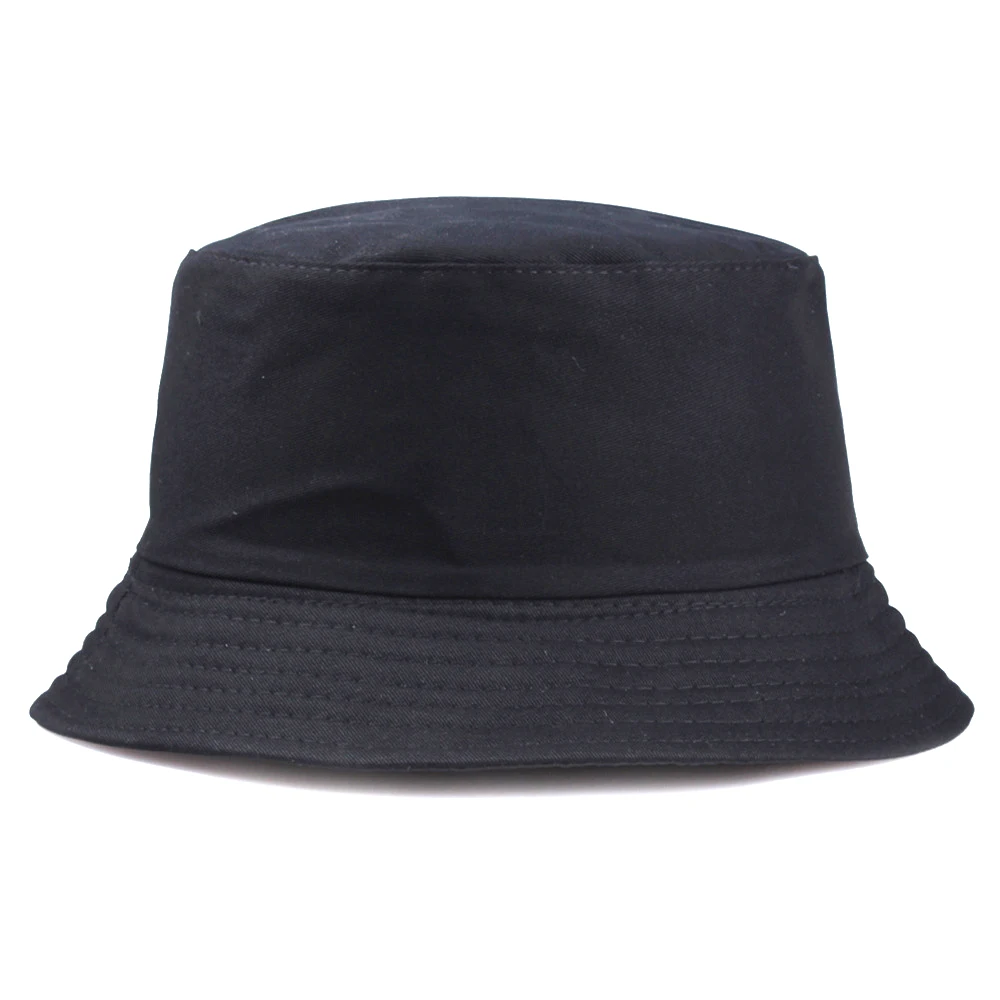 Summer Solid Color Foldable Bucket Hat Beach Sun Hat Street Headwear Fisherman Outdoor Black Cap Men And Woman Hat