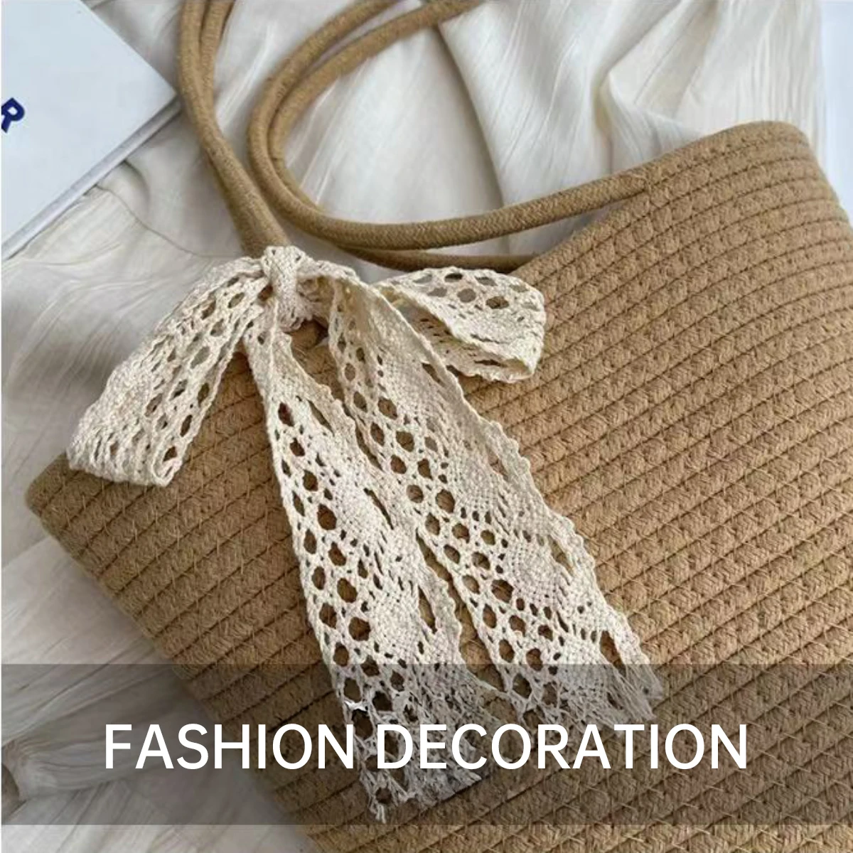 Woven Straw Bag for Women, Large Capacity, Wool and Cotton Thread, Fashionable Autumn and Winter Versatile Shoulder Bag, Beach Bag, Tote Bag for Commuting to Work