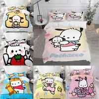 Sanrio Bedding Sets Pochacco Cartoon Comforter Cover Bed Cover Duvet Cover Pillow Case 2-3 Pieces Sets Kids Adult Size 1
