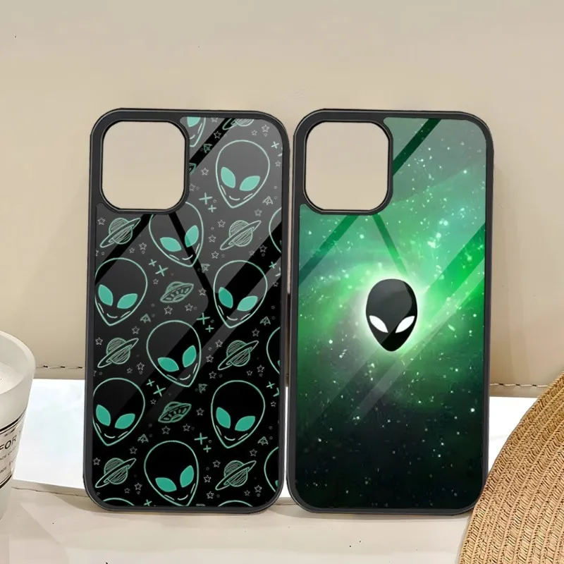 Cute Green Alien Phone Case Pc + Tpu Per Samsung Galaxy S23 S21 S22 S10 S20 S30 Plus Ultra Note 10 Pro 20 Cover Posteriore