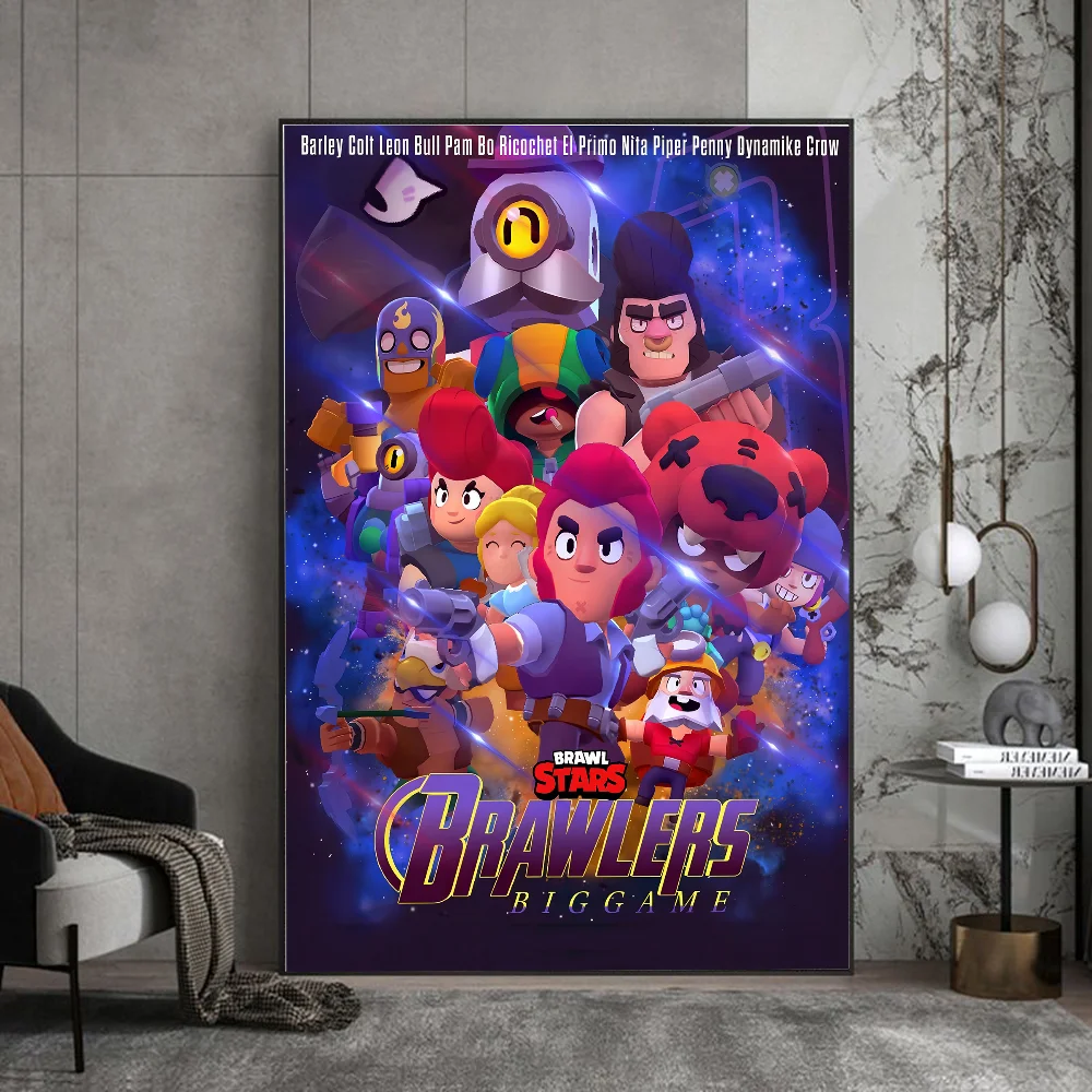 Game B-rawl-S-Stars Self-adhesive Art Poster Whitepaper Sticker DIY Room Bar Cafe Wall Decor