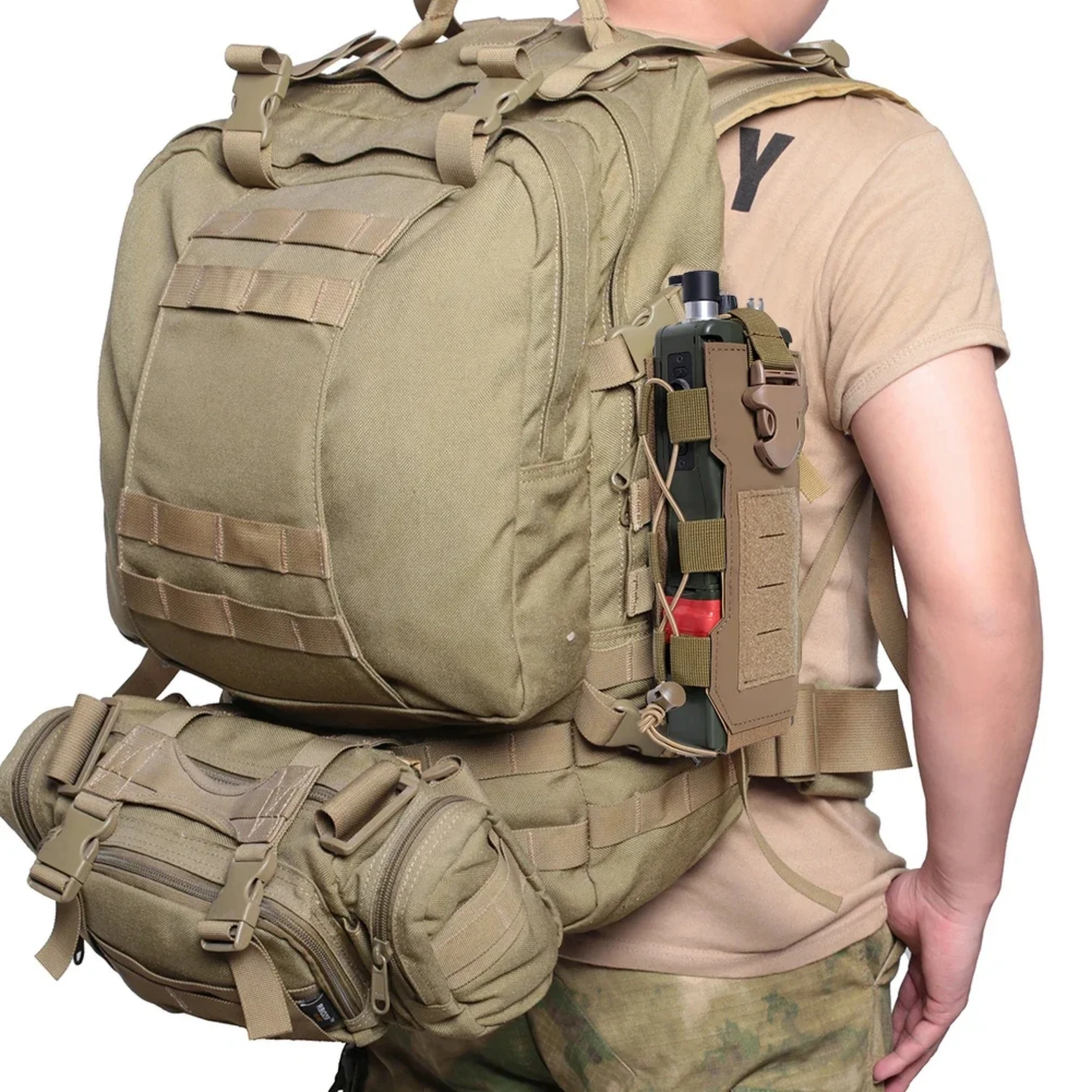 Taktische Molle Tasche Wasser Flasche Tasche Holster Outdoor Camping Jagd Kordelzug Flasche Wasserkocher Halter Träger Tasche – Detail 12