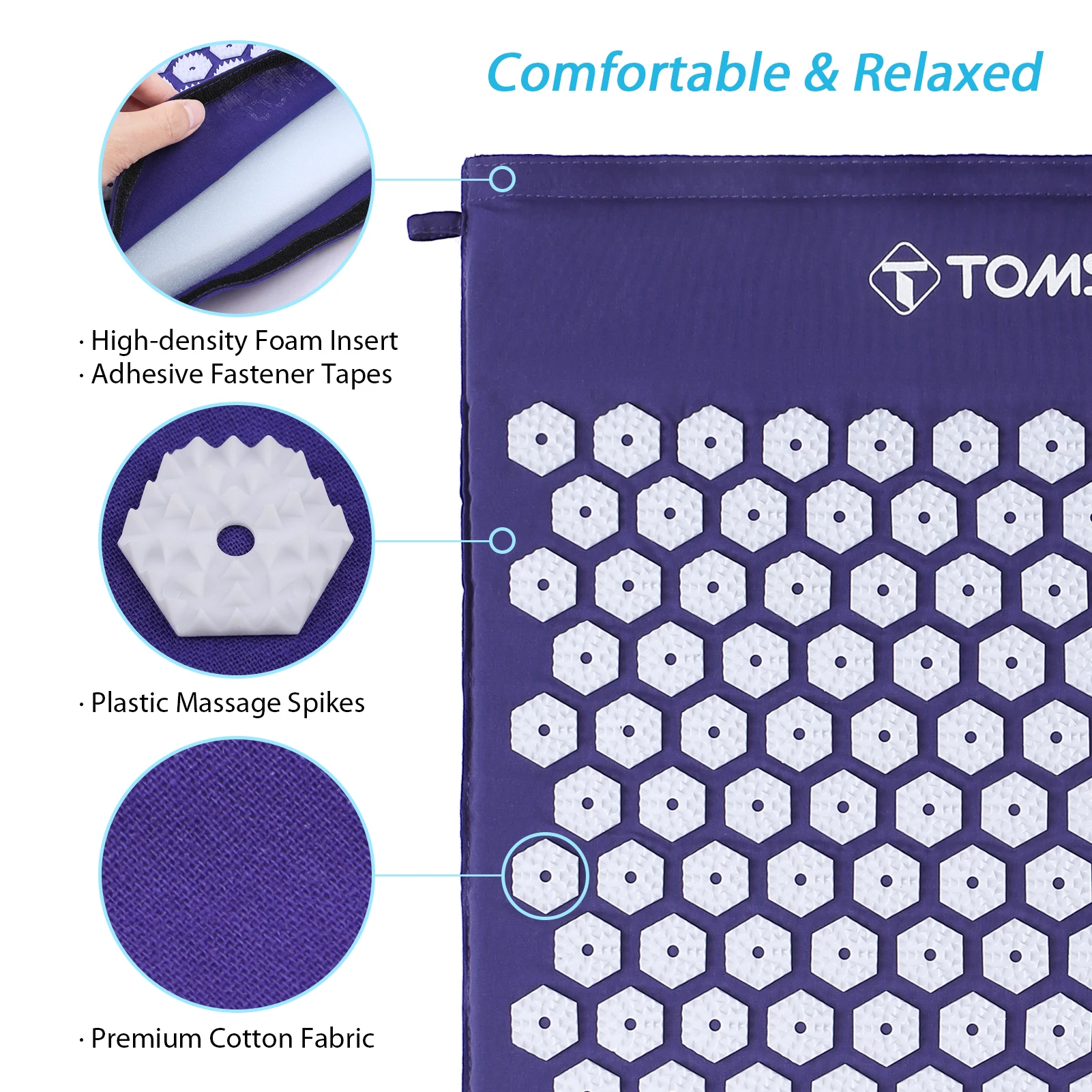 TOMSHOO Acupressure Mat and Pillow Massage Set with Bag for Muscle Relaxation Stress Relief Leisure mat