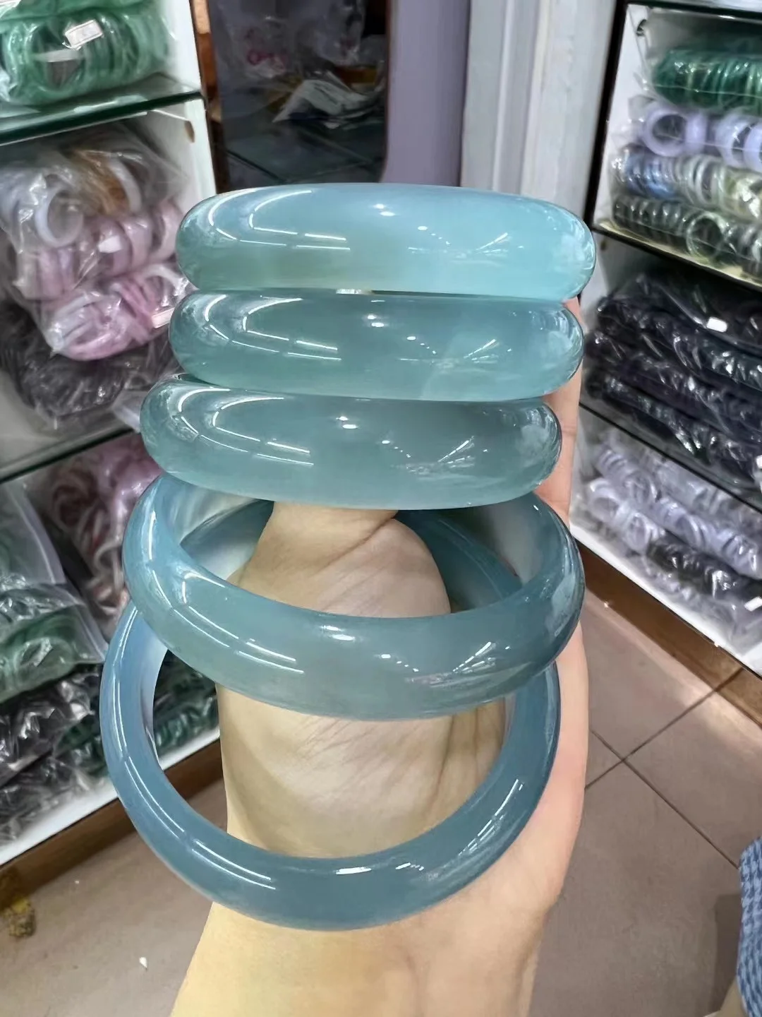 

New Original ecological pattern Jade Bracelet Exquisite High-Ice Chalcedony Boutique HandRing women's Fine Bangles Jewelry