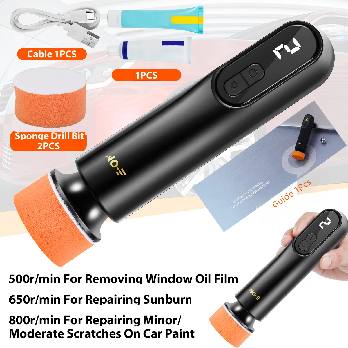 Car Waxing Polishing Sanding Machine Handheld Car Paint Scratch Repairing Machine 12000RPM 3 Gears of Power Output Adjustable