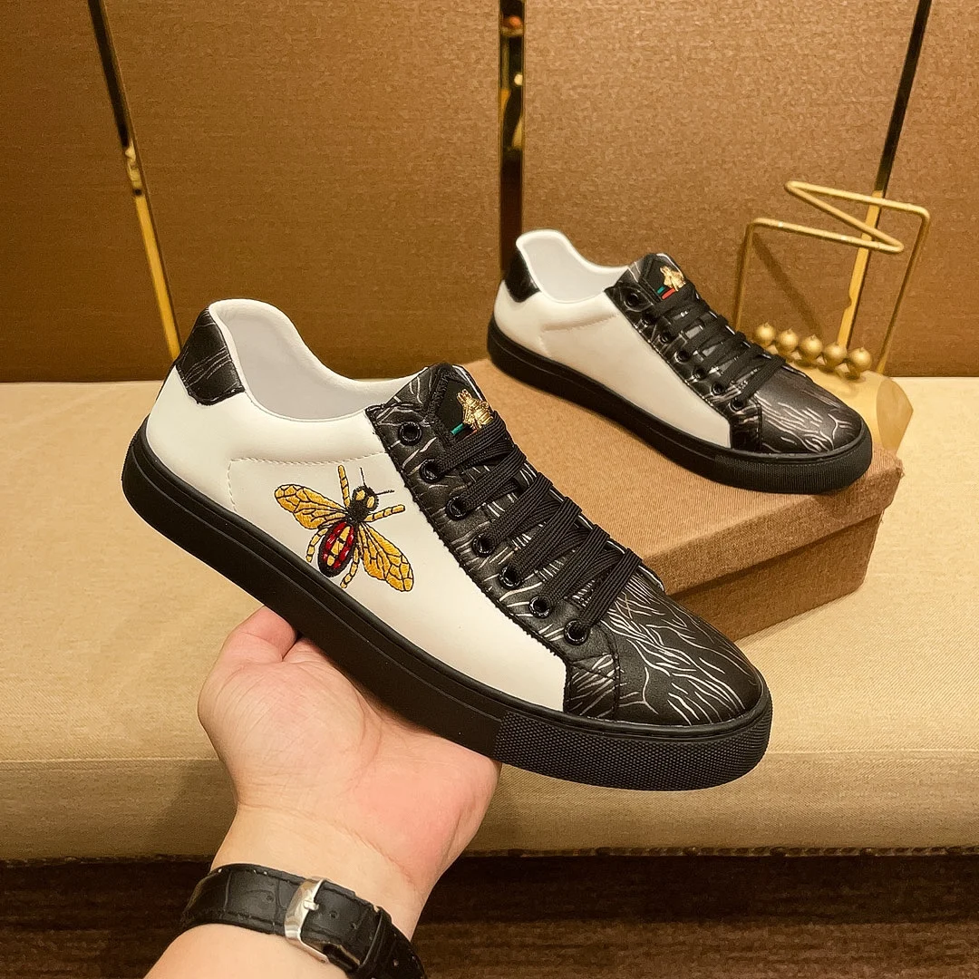 

2024 new leather men's Sports shoes fashion casual lace-up sneaker first layer cowhide sports running shoes