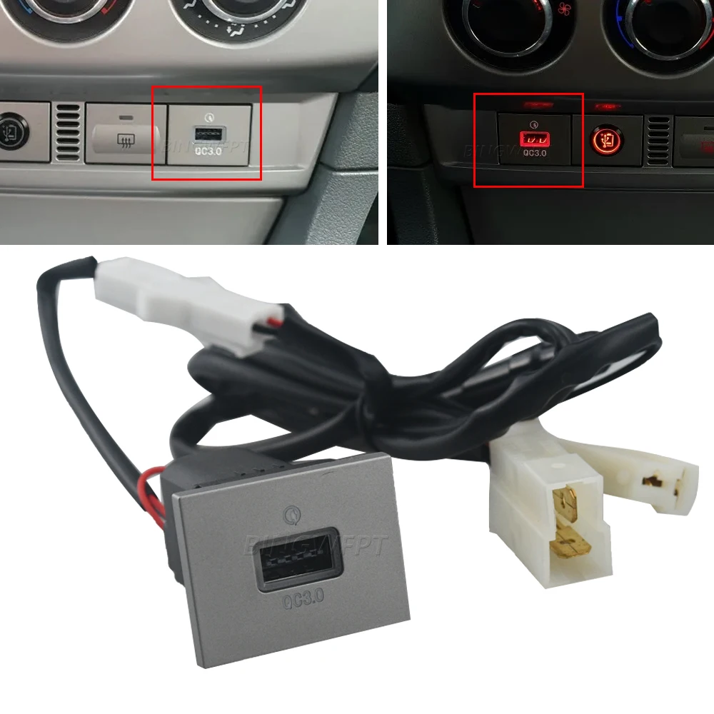 Car Black/Silver USB Charger PD Quick Charge Auto Phone Charging Adapter Button