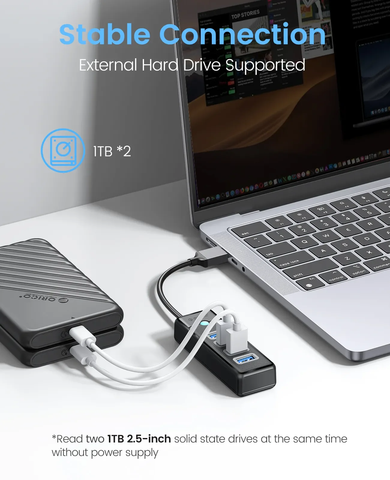 Orico-multi tipo c Splitter Usb 3.0 Hub 5gbps Alta Velocidade Adaptador Otg para pc Acessórios de Computador Macbook Pro Portas - Imagem 3