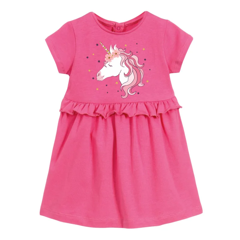 Dresses classic Little maven 2022 Baby Girls Summer Dress Blue Unicorn Pretty Children Casual Clothes Cotton for Kids 2-7 year Dresses near me Dresses