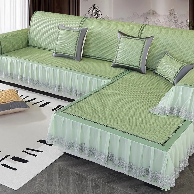 Summer Sofa Cushion Rattan Mat Cushion Non-Slip Stain-Resistant Living Room Sofa Cooler Cover