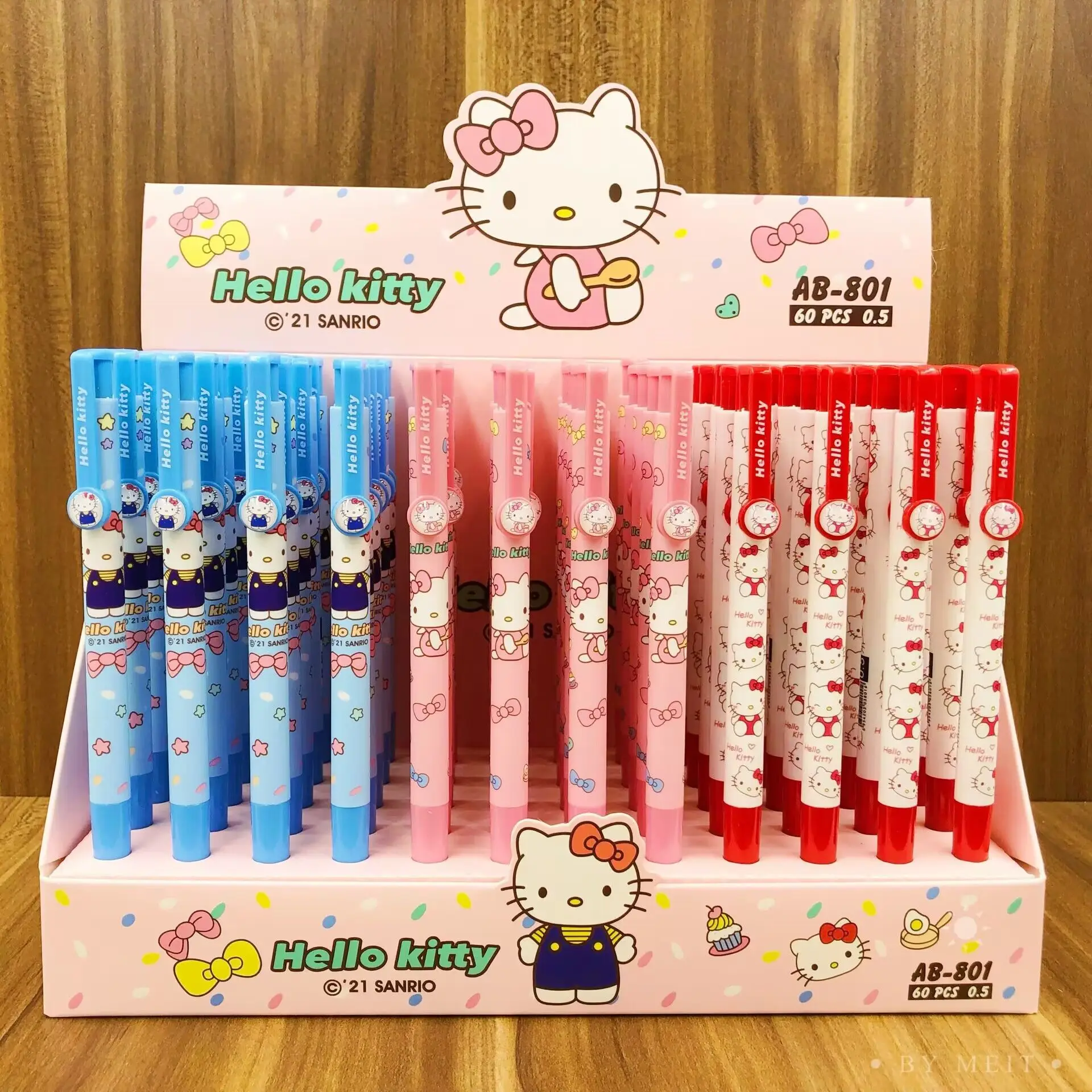 

60pcs hello kitty Melody Cartoon Ballpoint Pen Kitty Cat Push Blue Ballpoint Pen Hot Selling Ballpoint Pen Sanrio Anime Office