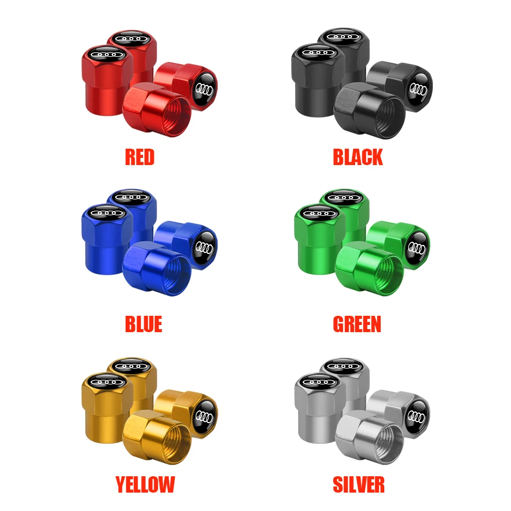 Metal Alloy Tire Valve Cap Set - Dust Protection Cover Accessories (4-Pack)
