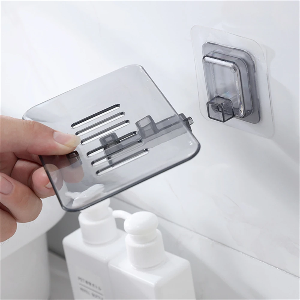 Punch-free Paste Transparent Draining Soap Rack Toilet Wall-mounted Soap Rack Plastic Soap Rack Soap Box