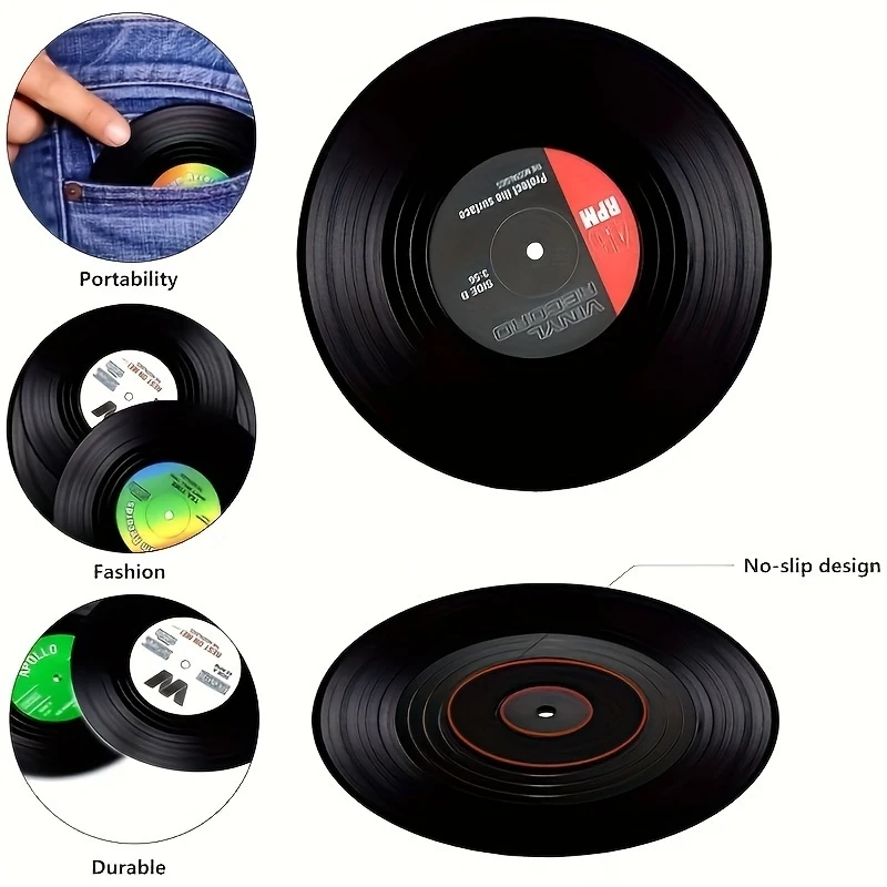 Music Vinyl Record Wood Ironing Non-slip Coaster