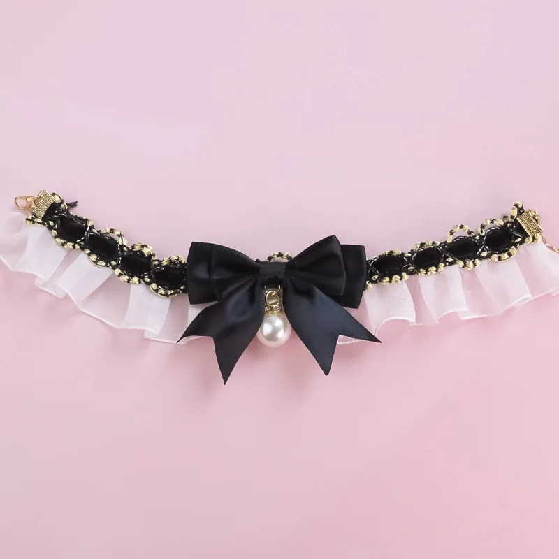 Cute Lace Bow Adjustable Pet Collar – Decorative Necklace Jewelry