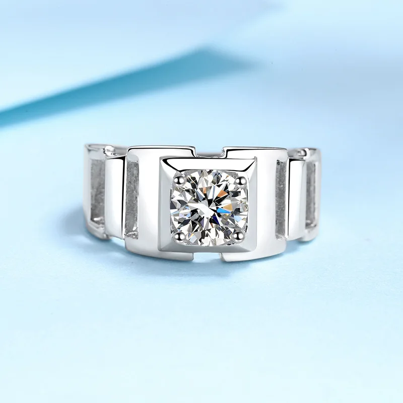 0,45 Carat (quilate) Plata De Ley Fancy Redonda Diamante De Hombre Iced