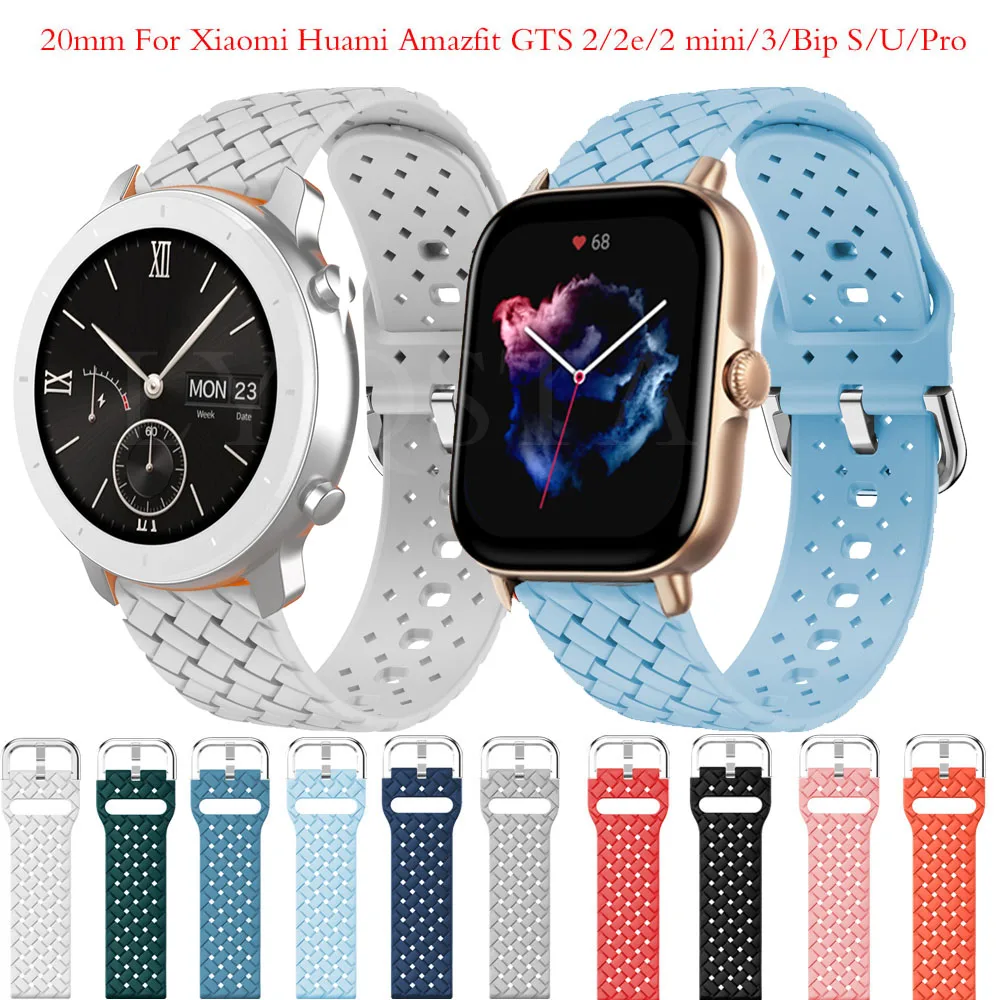 

20mm Watch for Amazfit GTS 2 2e Mini 3 Strap GTR 42mm Bracelet Smartwatch Silicone Lace Strap for Huami Amazfit Bip S/U Pro Band