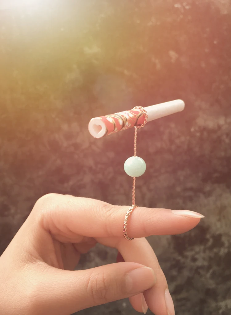 New 1pcs Women's vintage Metal Ring Cigarette Rack agate Ring Cigarette Holder For dia 8mm