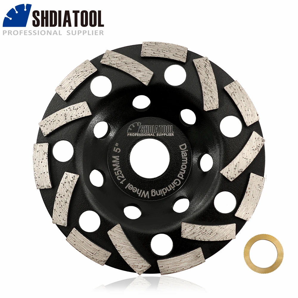 Grinding Wheel SHDIATOOL 1pc Diamond Grinding Wheel 4.5inch 5inch Granite Marble Grinder Plate Concrete Polishing Disc Cup Wheel Bore22.23mm