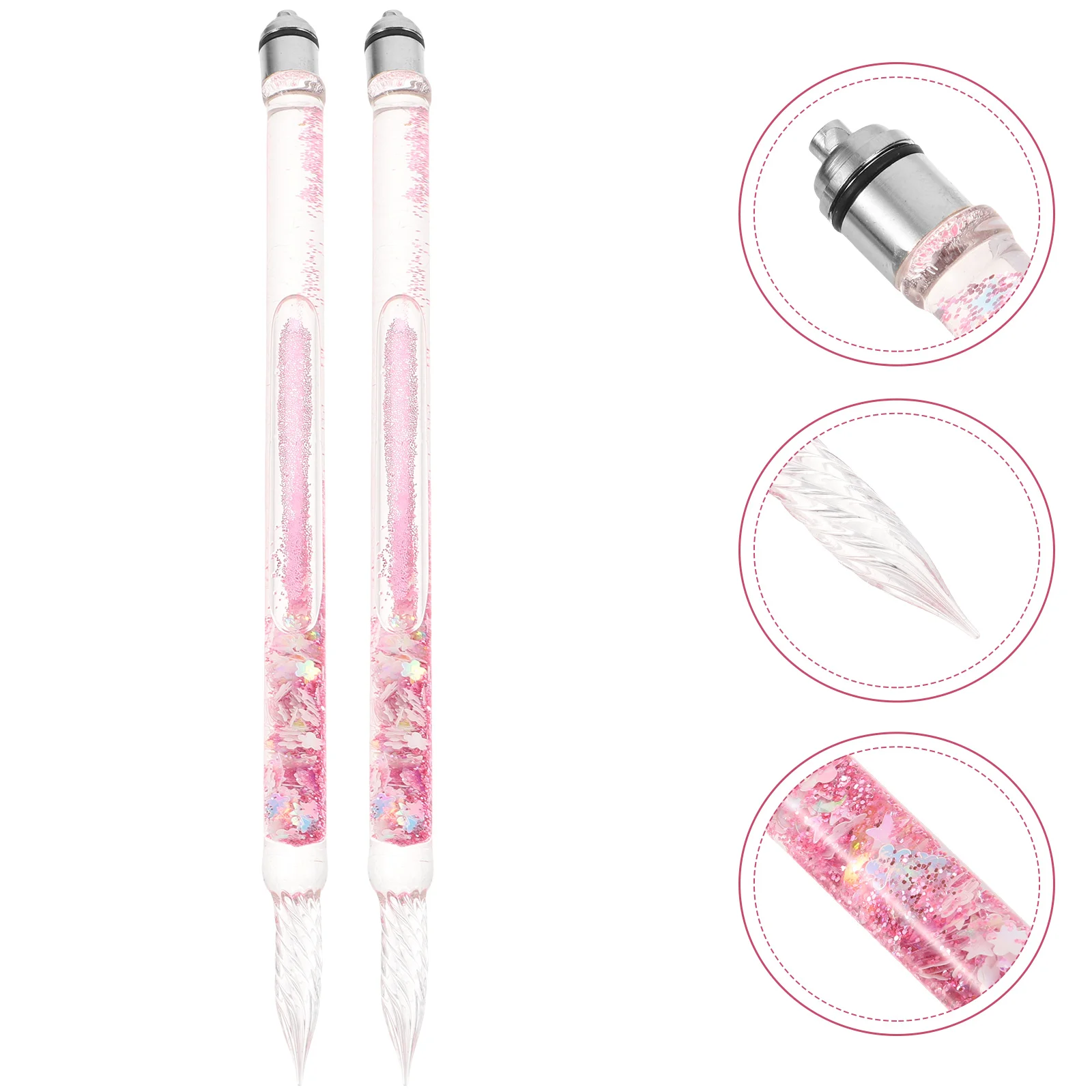 2 Pcs Decor Glass Pen Dipped in Water Practical Painting Decorative Vintage Crystal