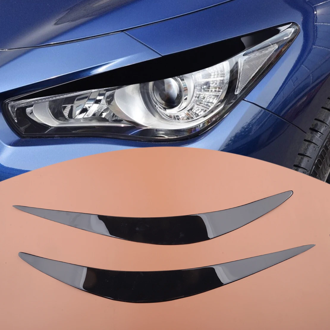 

1 пара, накладки на передние фары для Infiniti Q50 2014 2015 2016 2017 2018 2019