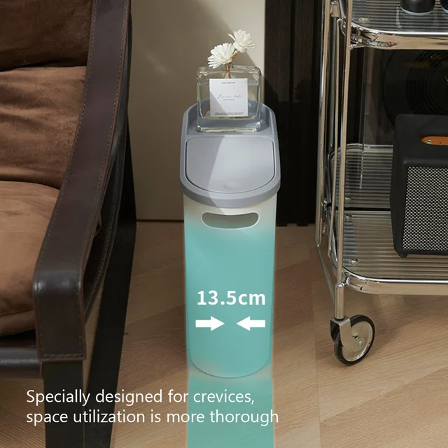 Home Trash Can with Lid Large Capacity Bathroom Garbage Bin Room Creative Press Type Gap Bin Kitchen Plastic Basket Garbage Can 5