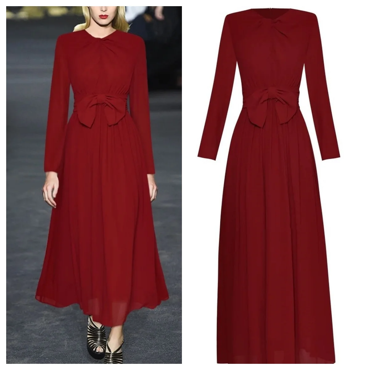 Jersey Bow Ruched Homecoming A-line V-neck Bespoke Occasion Gown Midi Dresses