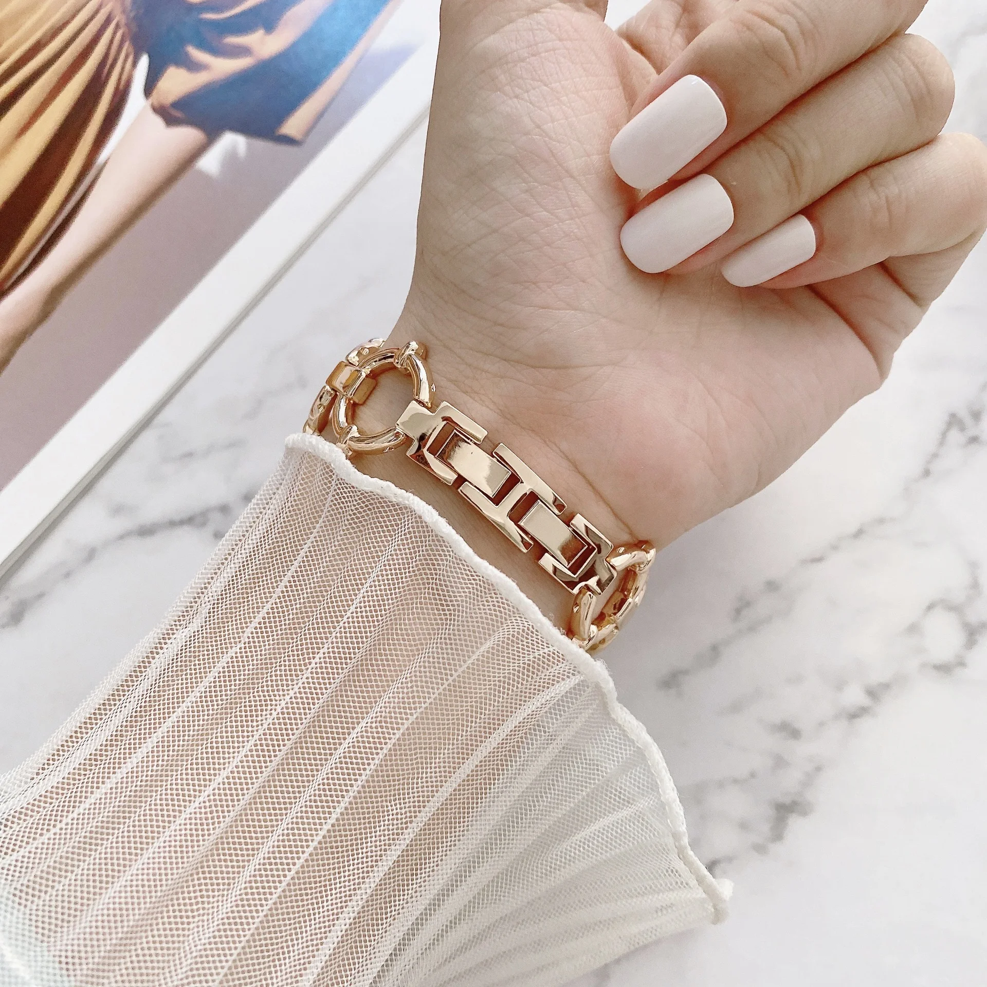 Elegant Women's Slim Stainless Steel Bracelet Watch Band with Metal Strap